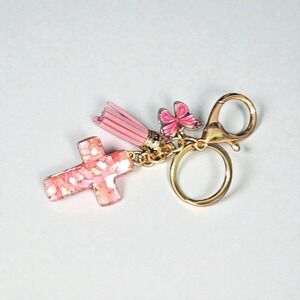 Pink Glitter Cross Butterfly Tassel Keychain Bag Charm Gift‎
